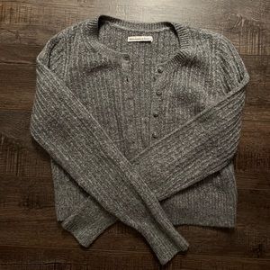 A&F Gray Button Up Comfy Sweater